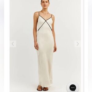 DISSH MARCO OYSTER BINDING SATIN MIDI MAXI DRESS - 2 / OYSTER